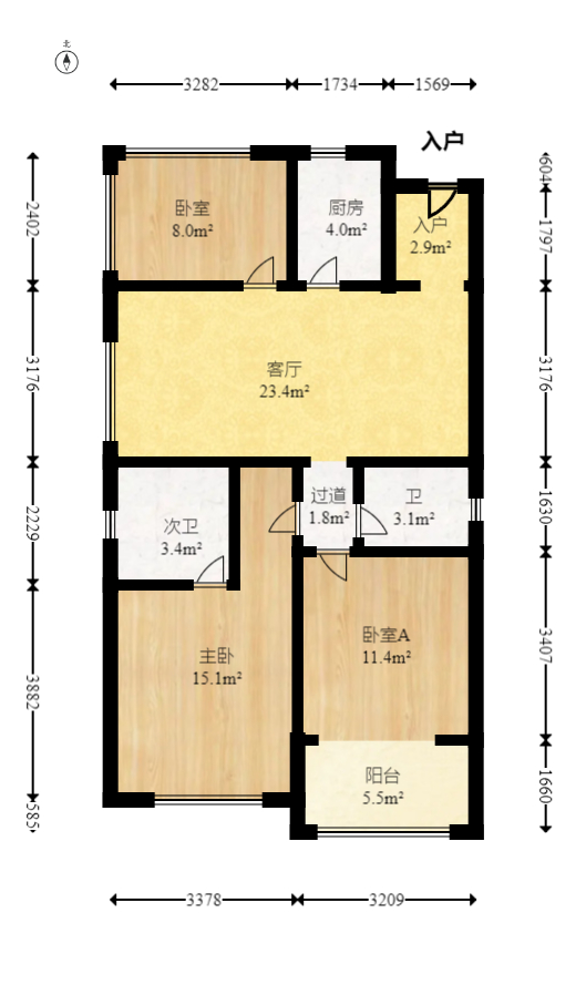 新长海广场  3室2厅2卫   71.80万室内图1