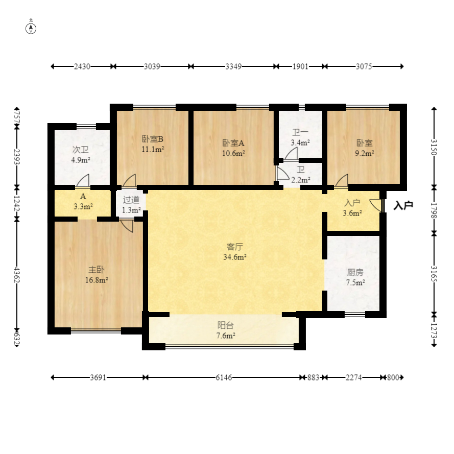 金科时代中心  4室2厅2卫    120.0万 金科时代中心  4室2厅2卫    120.0万户型图