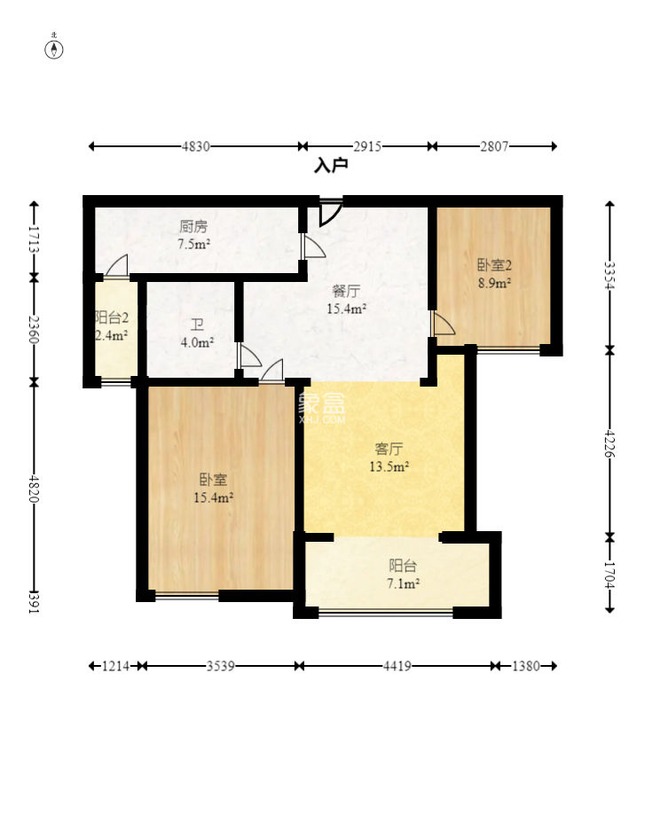 保利麓谷林语C区  2室2厅1卫    66.8万