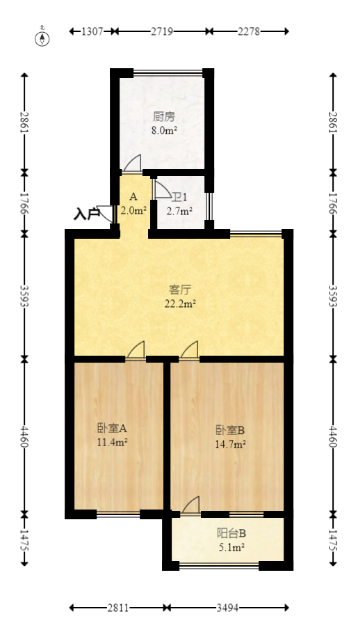 中南家园  2室1厅1卫   49.80万室内图1
