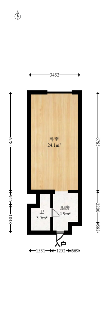 华远华时代  1室1厅1卫   55.00万室内图1