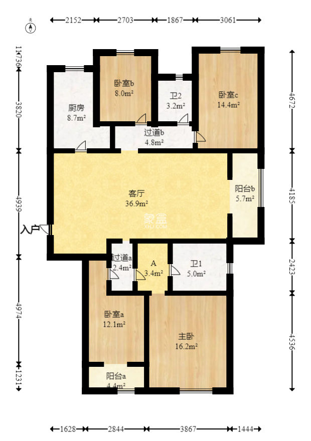 新城國際花都  4室2廳1衛(wèi)   80.00萬