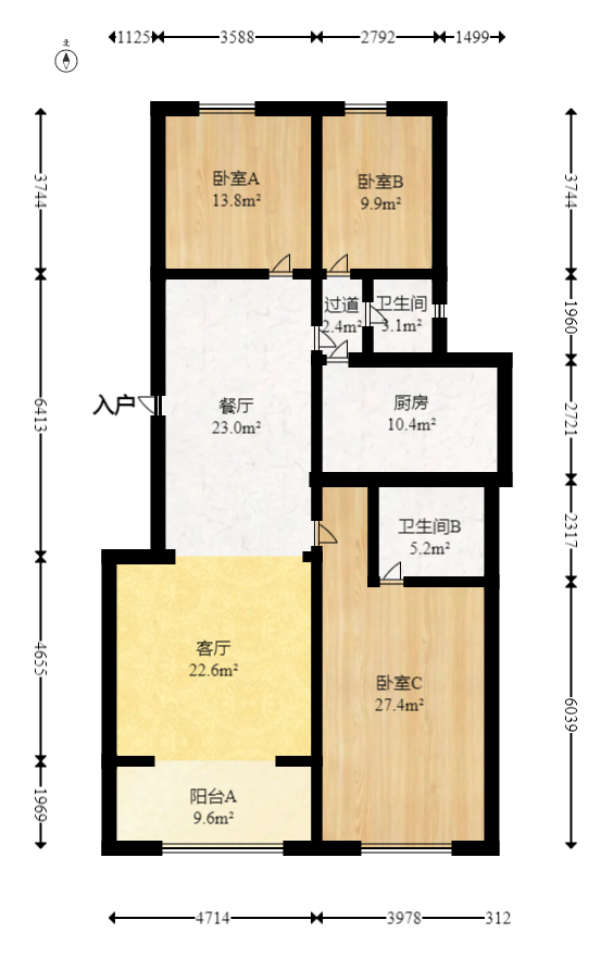 省水院宿舍 3室2厅2卫 165.0万 省水院宿舍 3室2厅2卫 165.0万户型图