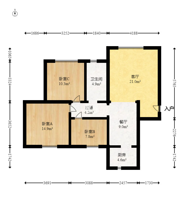 云鼎公馆  3室2厅1卫   88.00万