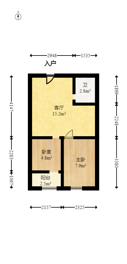 蝴蝶谷  1室1厅1卫   19.00万室内图1