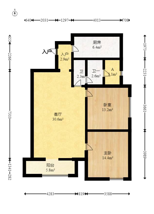 香槟小镇(香槟花苑) 2室2厅1卫 60.0万 香槟小镇(香槟花苑) 2室2厅1卫 60.0万户型图