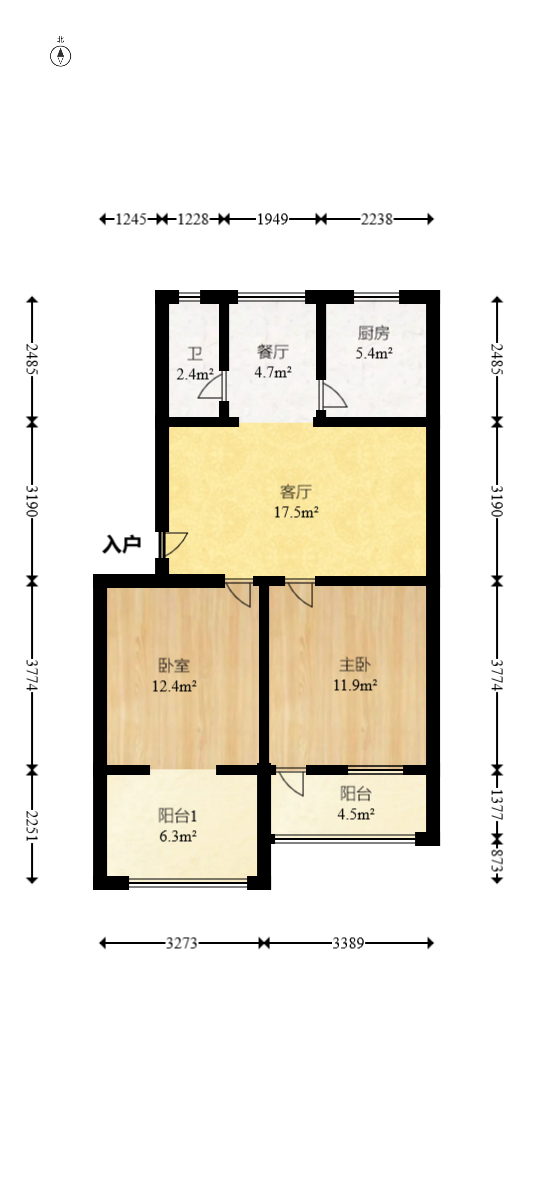长勘小区  2室1厅1卫   58.00万室内图1