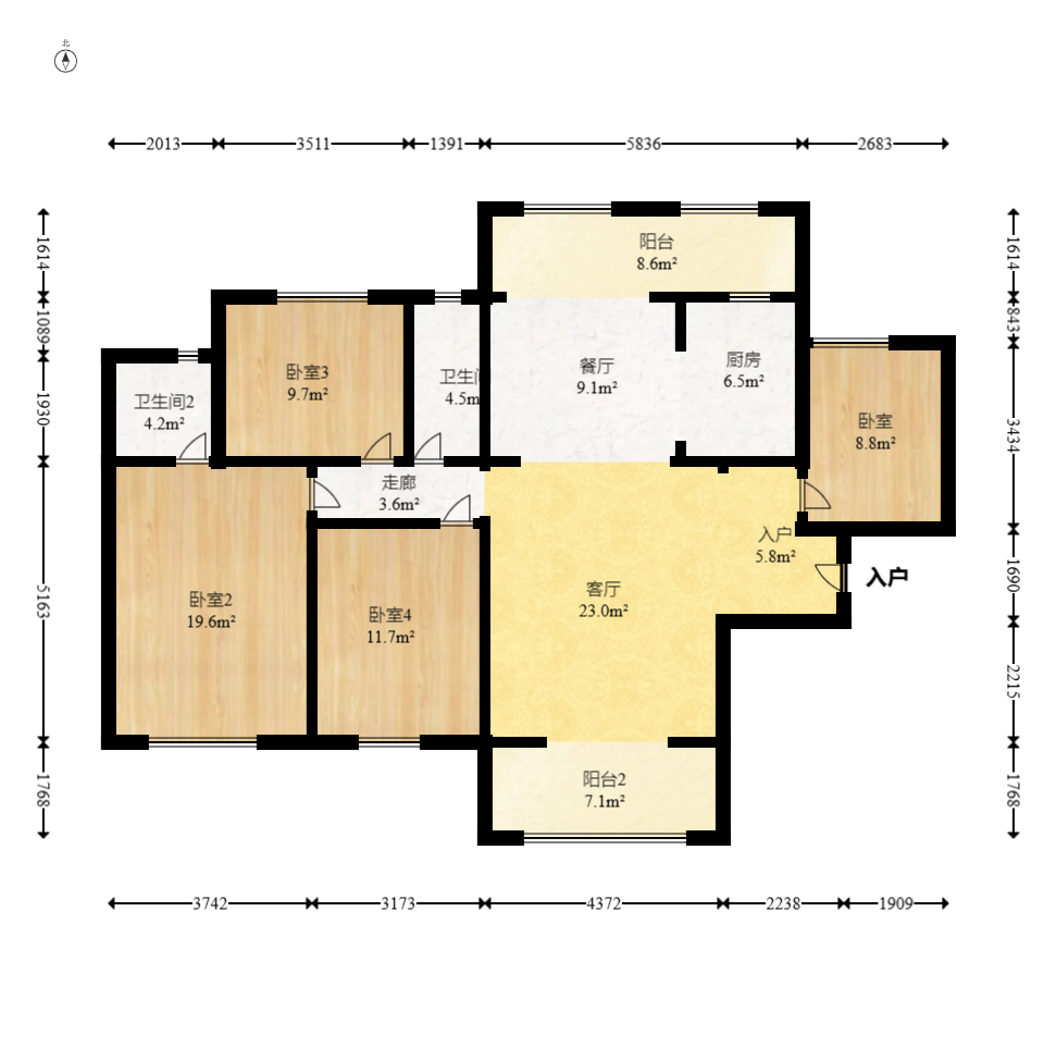 中交中央公园D4区  4室2厅2卫   152.00万室内图1