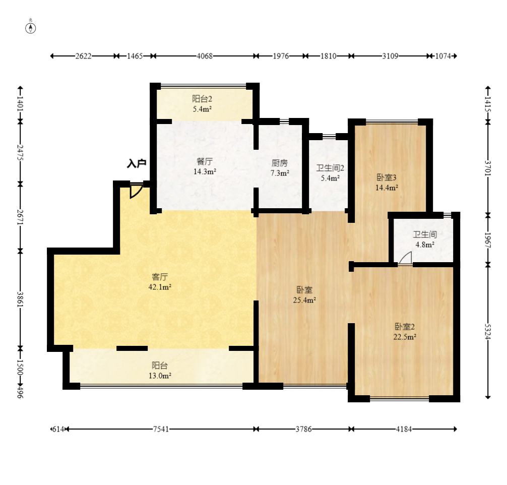 中交中央公园D5区  5室2厅3卫   215.00万室内图1