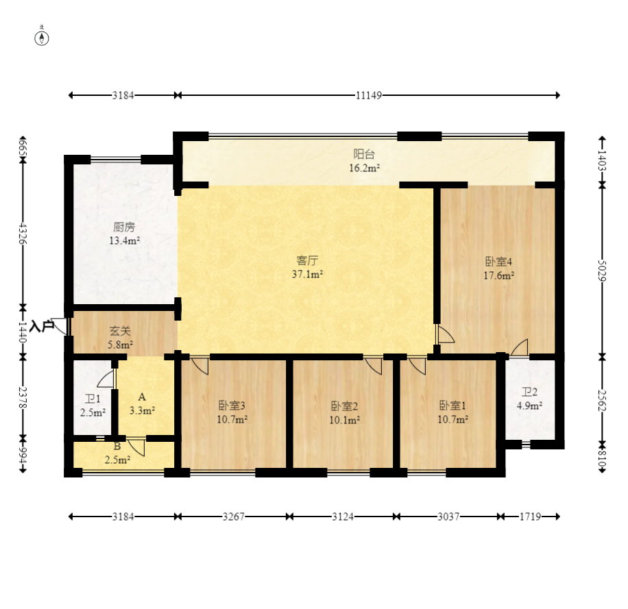 万科滨河道 4室2厅2卫 185.0万 万科滨河道 4室2厅2卫 185.0万户型图