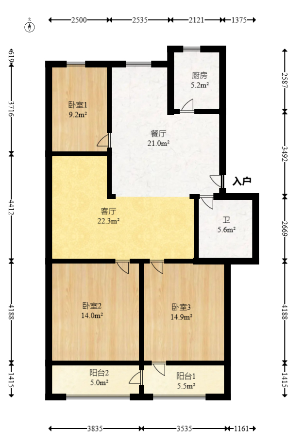 马王堆陶瓷建材新城  3室2厅2卫   58.00万室内图1
