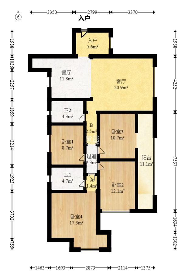 鑫科明珠  4室2厅2卫    115.0万