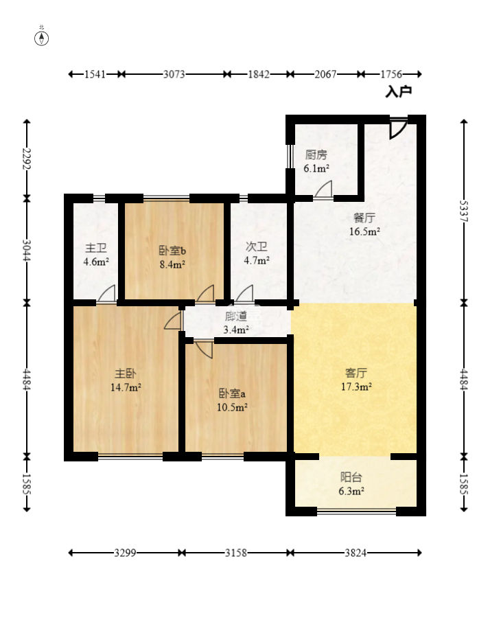 时代梅溪领峰  3室2厅2卫   135.00万