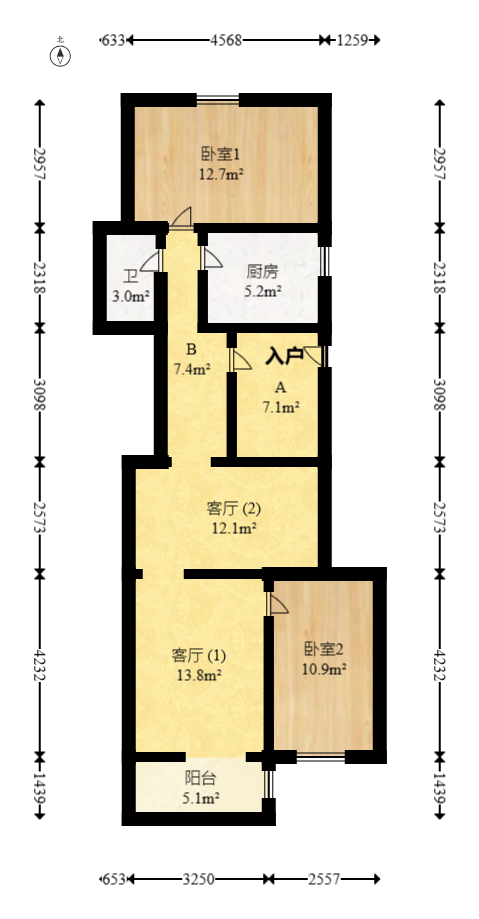 金科园  2室2厅1卫    62.8万 金科园  2室2厅1卫    62.8万户型图