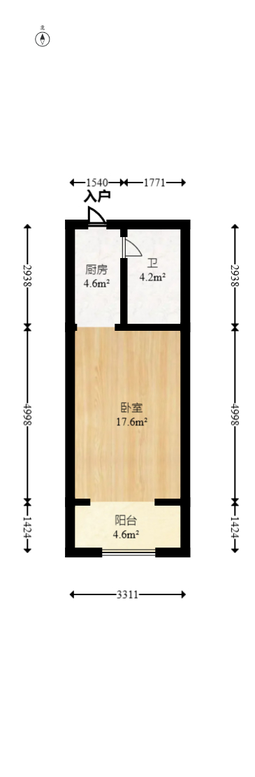芒果天地(芒果雅苑)  1室1厅1卫   32.80万室内图1