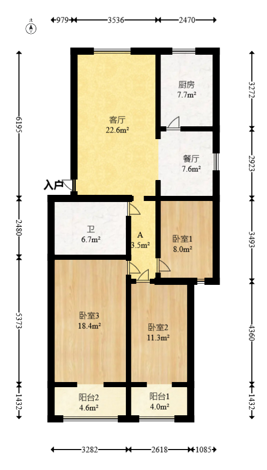 上民航宿舍  3室2厅1卫   99.80万室内图1