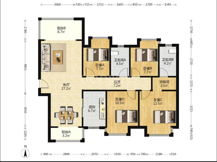 蓝溪谷  3室2厅2卫    76.8万