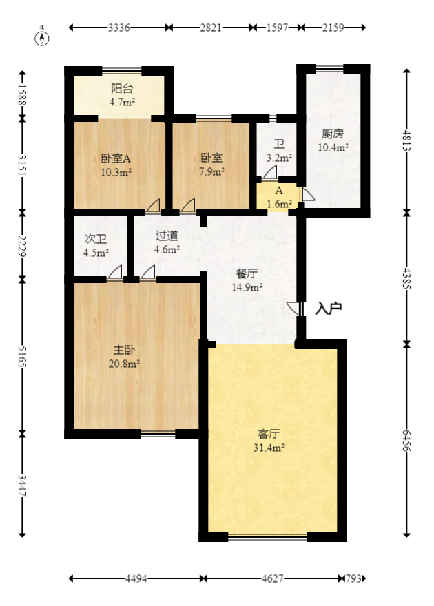 楚天馨苑  4室2厅2卫    72.8万 楚天馨苑  4室2厅2卫    72.8万户型图