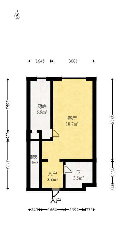 九玺铭城（九玺华府）  1室1厅1卫   36.80万室内图1