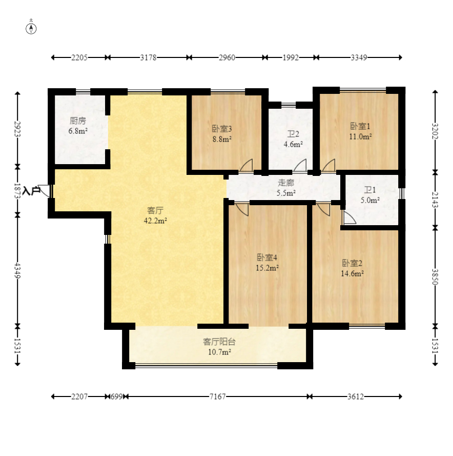中建钰和城  4室2厅1卫   196.00万室内图1
