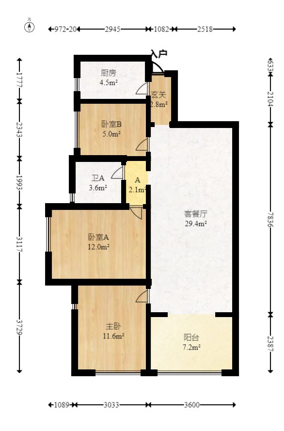 保利西海岸B区  3室2厅1卫   139.00万室内图1