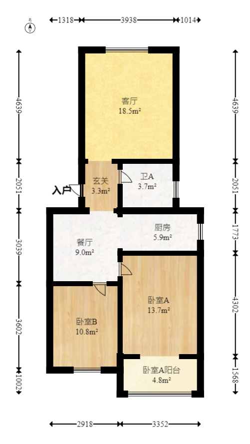 枫林美景  2室2厅1卫   60.00万室内图1