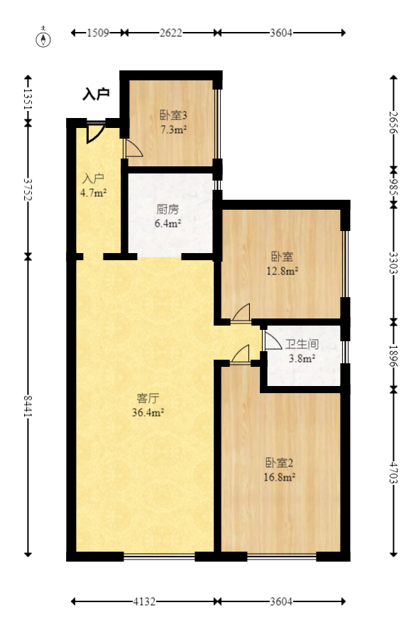 领东汇  3室2厅1卫   68.00万室内图1