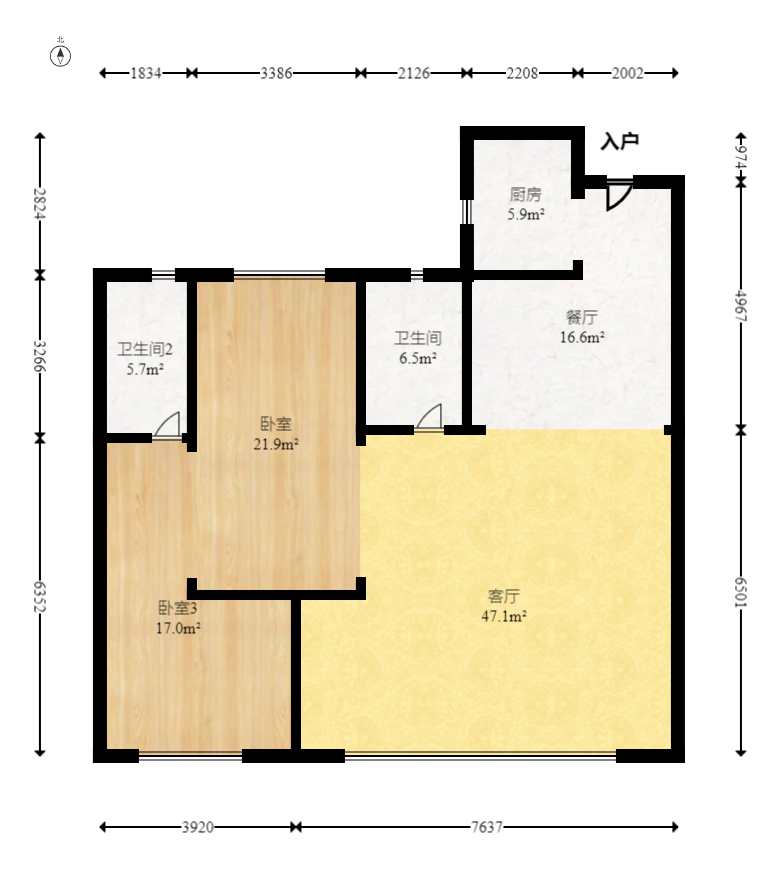 中交中央公园D5区  3室2厅2卫   155.00万室内图1