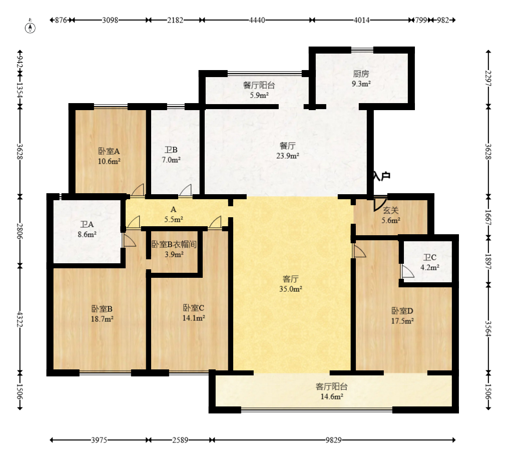 正荣滨江紫阙台  5室2厅3卫    368.0万室内图1
