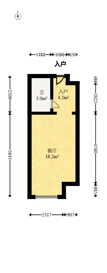 新长海漓湘悦  1室1厅1卫   25.80万室内图1