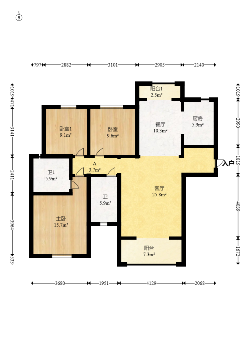 运达锦绣广场  3室2厅2卫    145.0万 运达锦绣广场  3室2厅2卫    145.0万户型图
