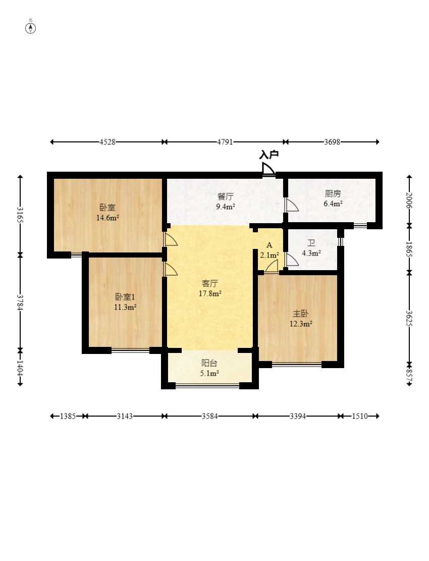 运达锦绣广场  3室2厅1卫    145.0万 运达锦绣广场  3室2厅1卫    145.0万户型图