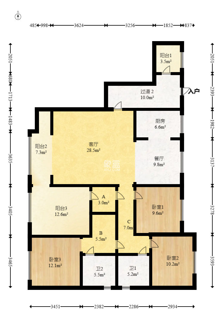 中糧觀瀾祥云  3室2廳2衛(wèi)   95.00萬