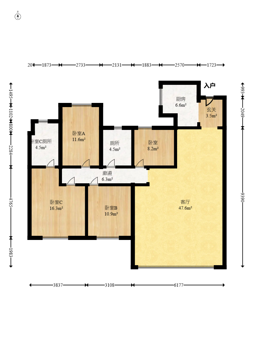 华润凯旋门一期 4室2厅2卫 157.0万 华润凯旋门一期 4室2厅2卫 157.0万户型图