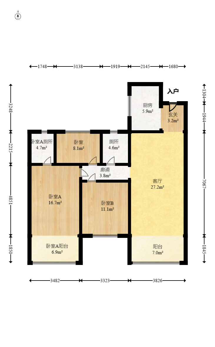 保利天汇  3室2厅2卫   171.00万室内图1