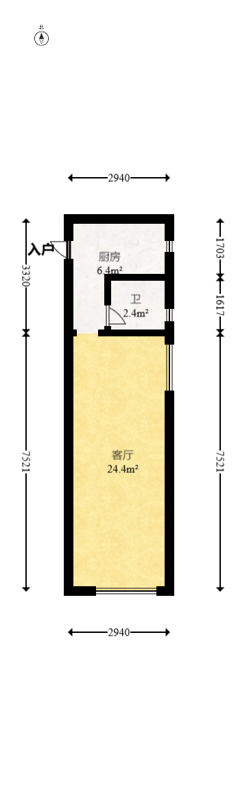 达美D6区  1室1厅1卫   36.00万室内图1