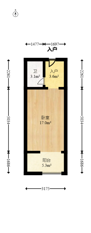 东盈商业广场（华泉城市广场）  1室1厅1卫   26.80万室内图1
