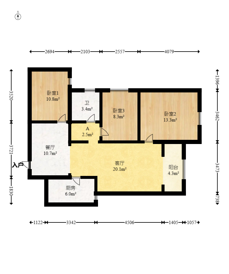 金地格林公馆  3室1厅1卫    110.0万 金地格林公馆  3室1厅1卫    110.0万户型图