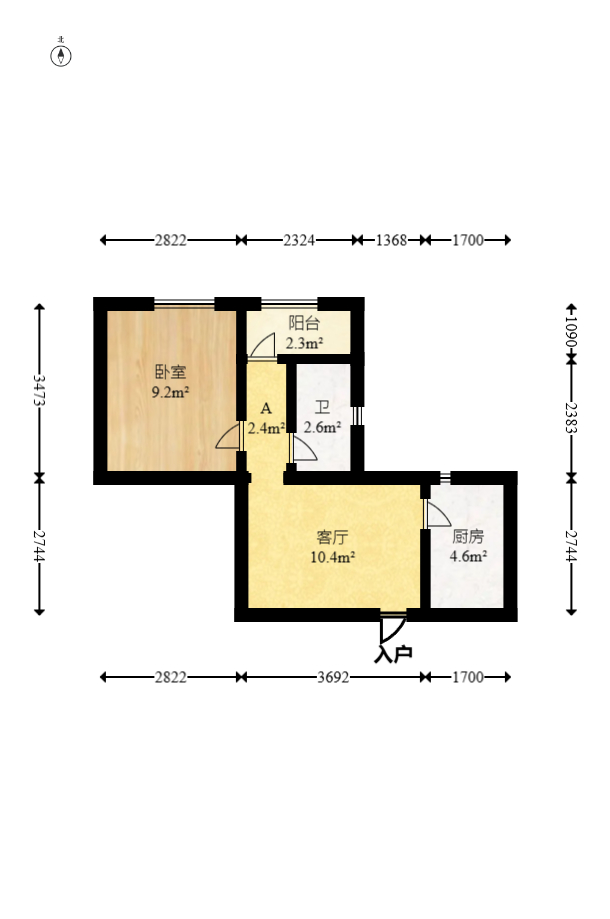 锦湘国际星城三期（锦绣苑）  1室1厅1卫   42.00万室内图1