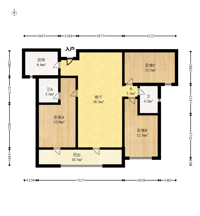 梅溪湖玺悦(新城金茂梦想玺悦) 3室2厅2卫 138.0万 梅溪湖玺悦(新城金茂梦想玺悦) 3室2厅2卫 138.0万户型图