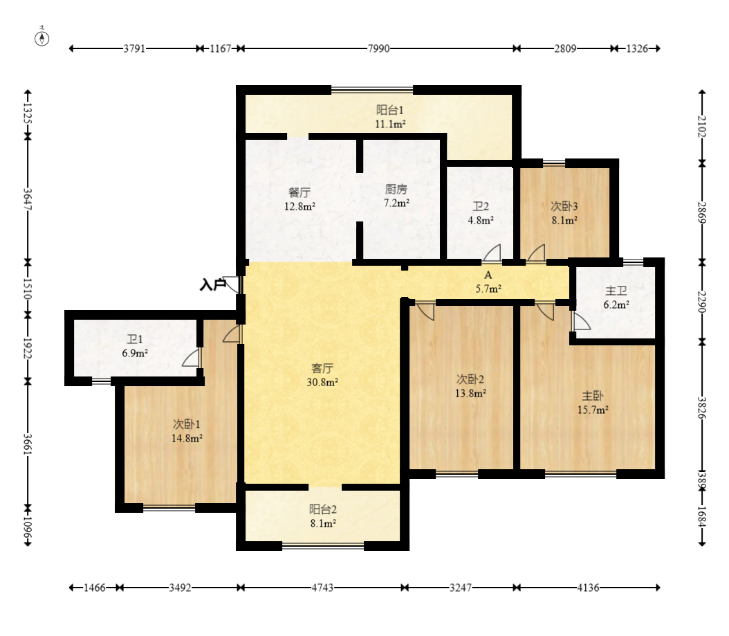 长房星昇公馆 4室2厅3卫 145.0万 长房星昇公馆 4室2厅3卫 145.0万户型图