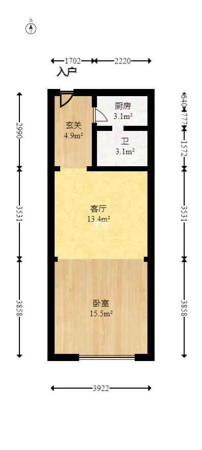 东宸19公馆  1室1厅1卫   45.00万