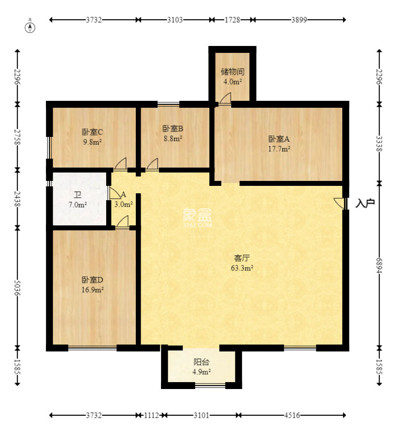 湖南财富中心  4室2厅2卫   125.70万