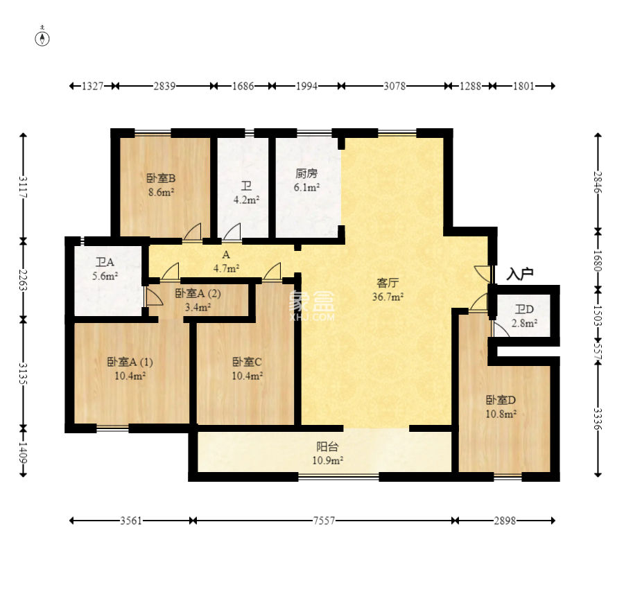 中建梅溪湖中心  4室2厅2卫   208.00万