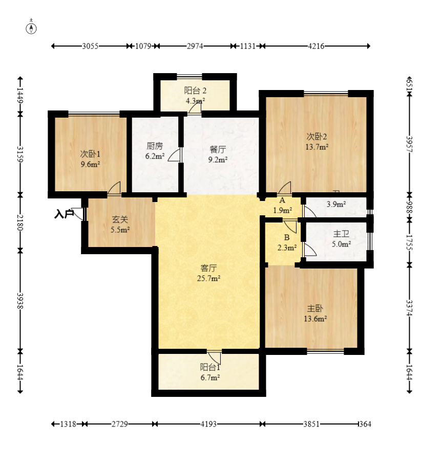 山语城三期  3室2厅2卫    90.0万 山语城三期  3室2厅2卫    90.0万户型图