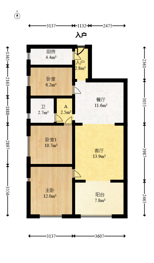 保利香槟国际  3室2厅1卫   78.00万室内图1