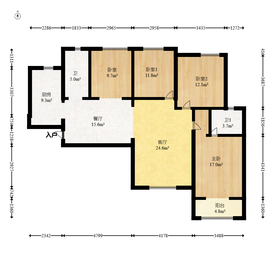 山水湾  4室2厅2卫    59.0万室内图1