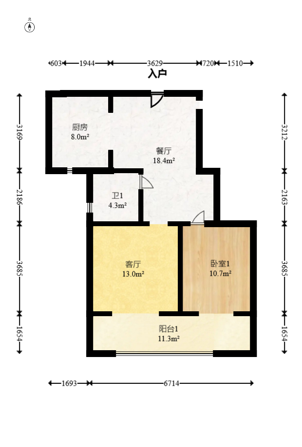 明昇壹城（明昇时代广场）二期  3室2厅2卫   142.00万室内图1