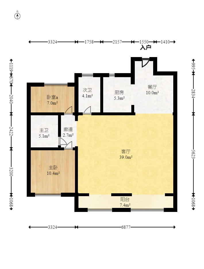 建发央著  3室2厅2卫   145.00万室内图1
