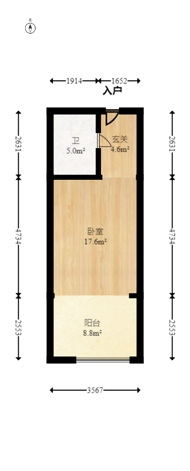 梅溪国际公寓（步步高新天地）  1室1厅1卫   26.00万室内图1